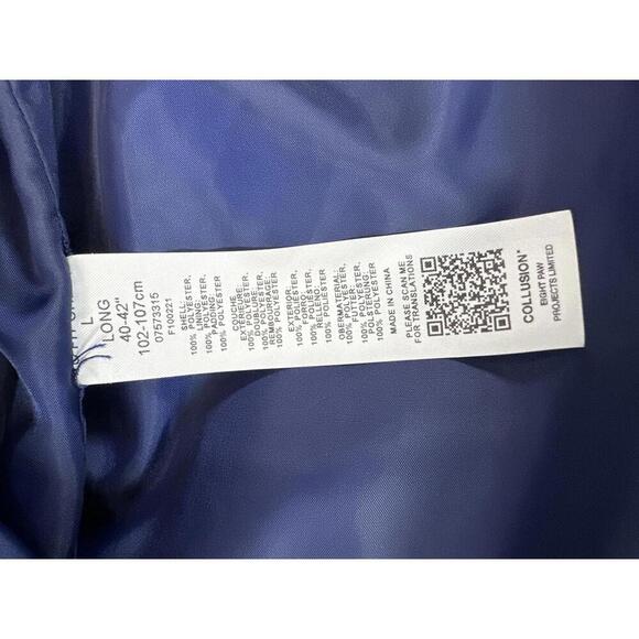 Men's Navy and Yellow Hooded Puffer Parka Jacket Sz Large Tall - Picture 5 of 11